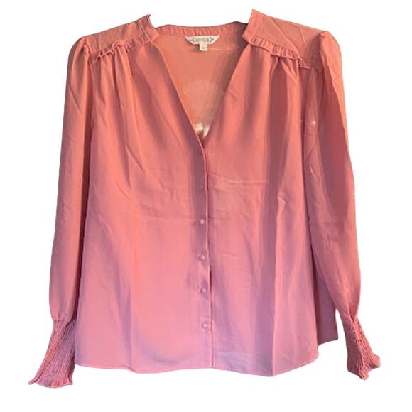 Nanette Nanette Lapore Pink Smocked Cuff Blouse Size XL NWT - Picture 1 of 4